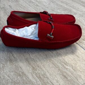 Men's Red Driver Suede Loafers